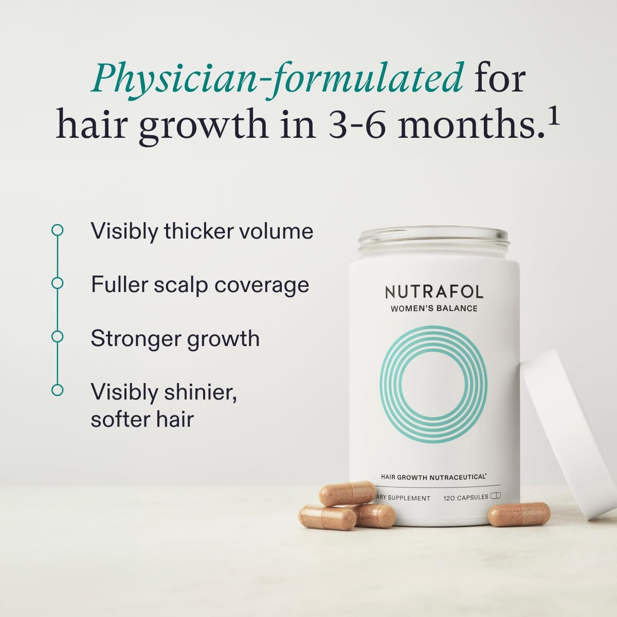 Nutrafol Women's Balance Hair Growth Supplement with Collagen Peptides - 1-Month Supply