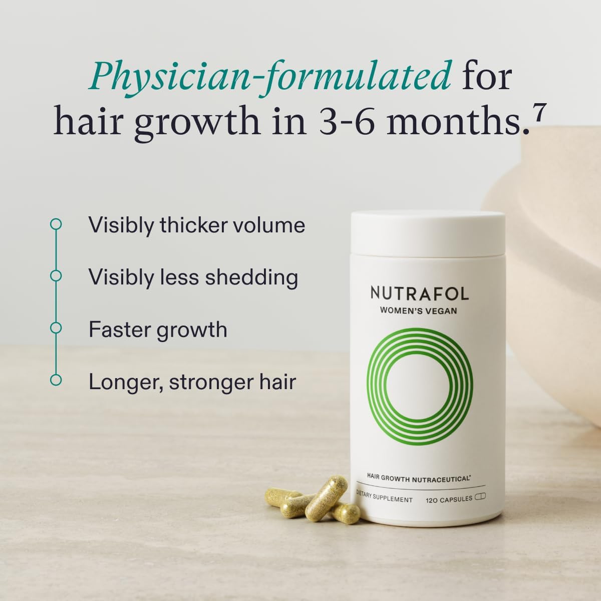 Nutrafol Women’s Vegan Hair Growth Supplements, Plant-Based, Ages 18-44 - 1-Month Supply