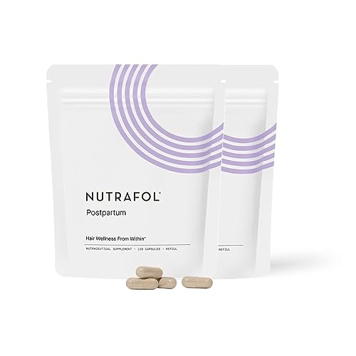 Nutrafol Postpartum Hair Growth Supplements | Clinically Proven for Thicker, Stronger Hair | 2-Month Supply with Refill Pouches