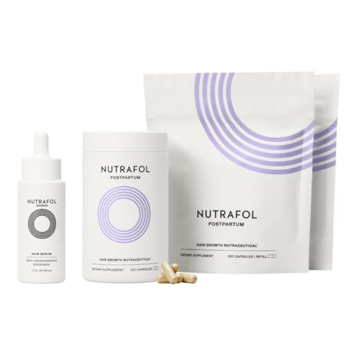 Nutrafol Postpartum Hair Growth Supplements and Scalp Serum Bundle | Clinically Proven for Thicker, Stronger Hair | 2-Tiered Hair Support System for New Mothers