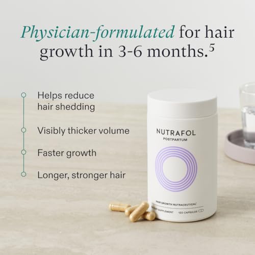 Nutrafol Postpartum Hair Growth Supplements | Clinically Proven for Thicker, Stronger Hair | 2-Month Supply with Refill Pouches