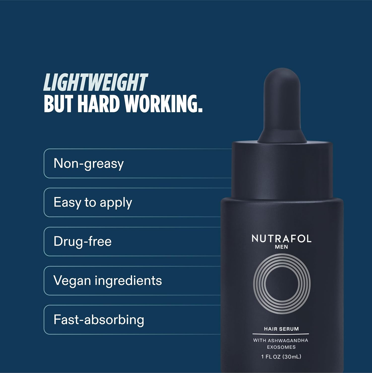 Nutrafol Men's Hair Serum for Thicker Hair & Scalp Coverage, Lightweight & Non-Greasy, 30mL