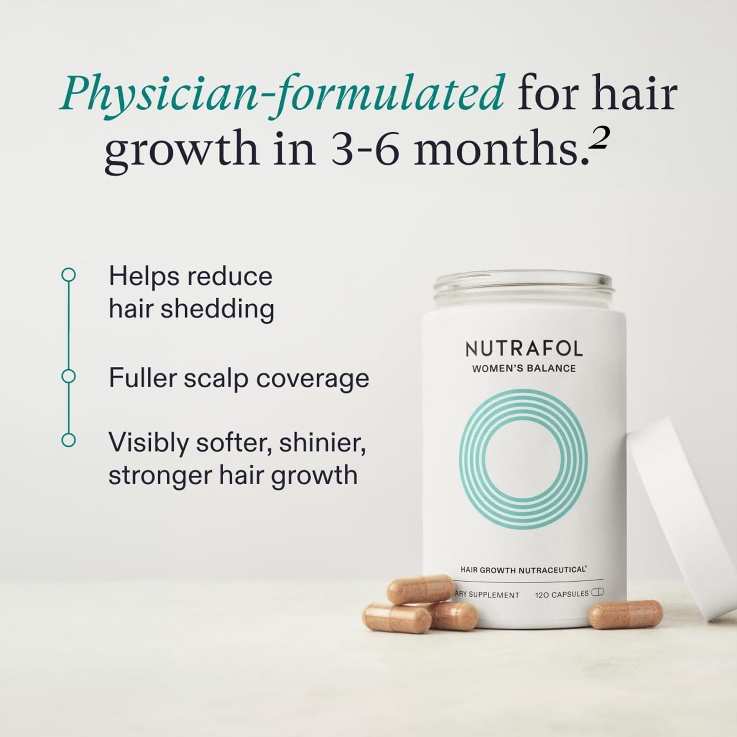 Nutrafol Women’s Balance Hair Growth Supplements | Clinically Tested for Thicker, Fuller Hair | 2-Month Supply with Refill Pouches for Women 45+