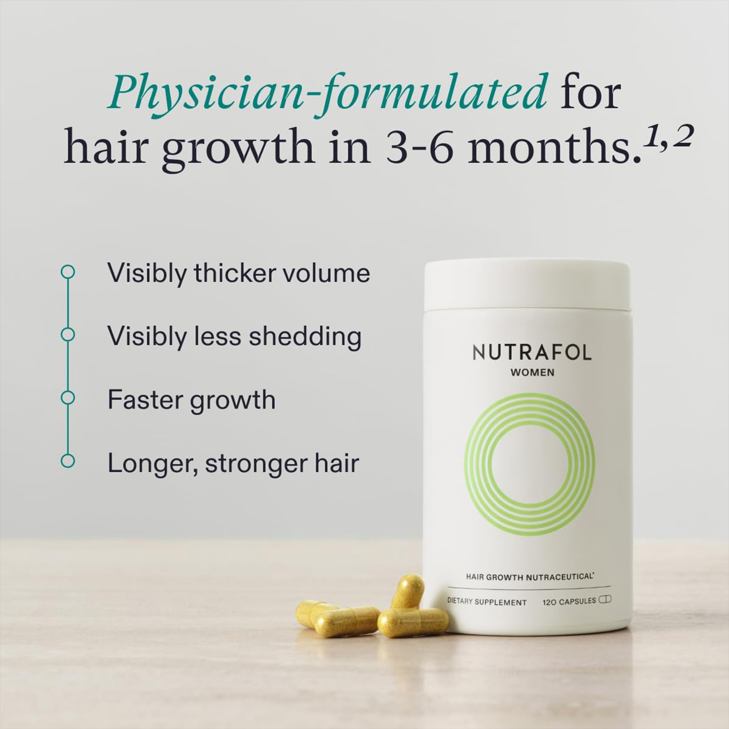 Nutrafol Women’s Hair Growth Supplements | Clinically Proven for Thicker, Fuller, Stronger Hair | 2-Month Supply with Refill Pouches for Women 18-44